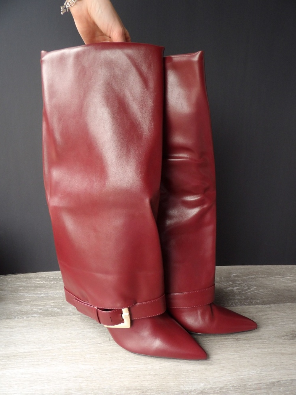 Morie Samantha buckle detail slouch boots